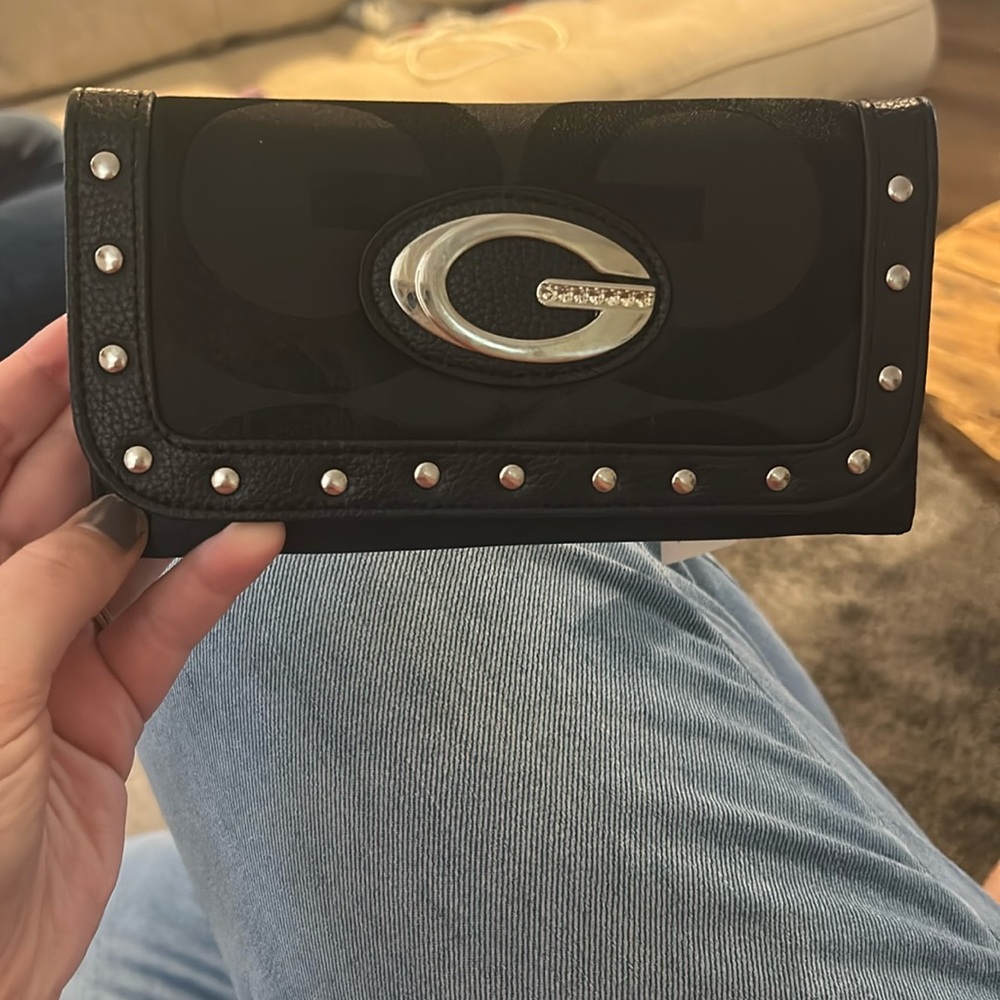 Black Wallet with Silver Accents
